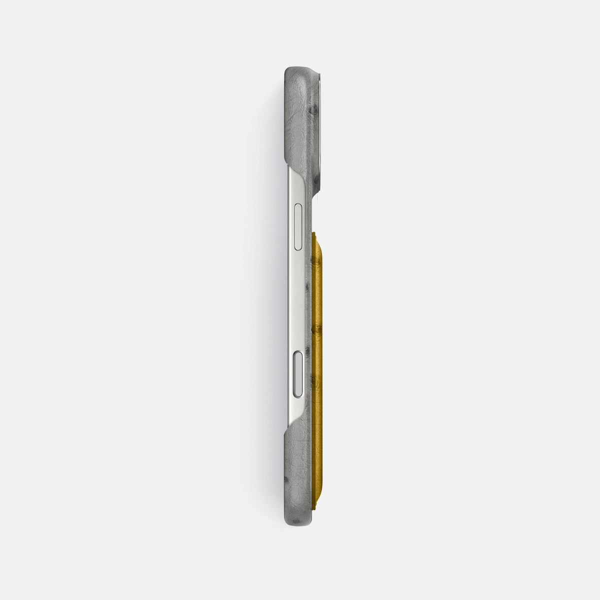 Double Card Case Coloré For iPhone 18 Pro Max In Ostrich -3 | Silver-Steel