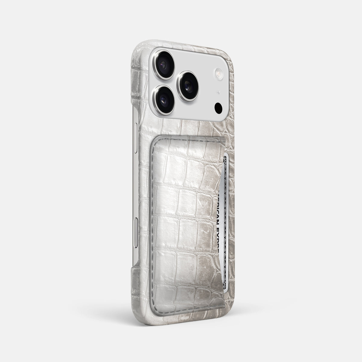Slim Card Case For iPhone 17 Pro Max In Himalayan Crocodile -2 | Grey