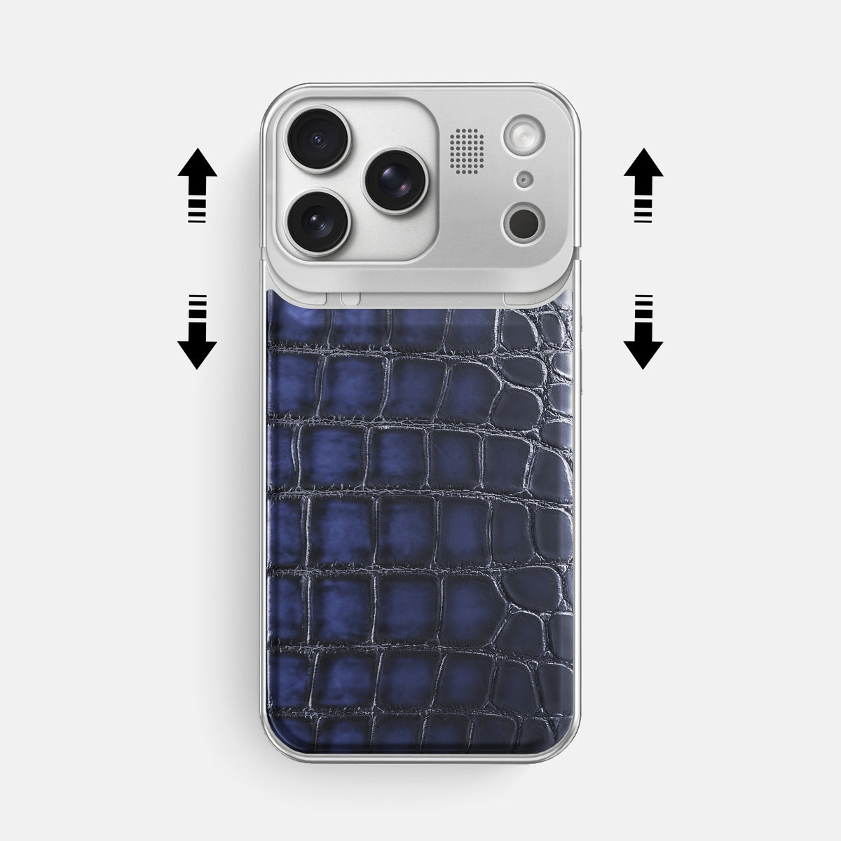 Metal Case For iPhone 17 Pro Max In Patina Alligator -2 | Havana-Blue-Steel