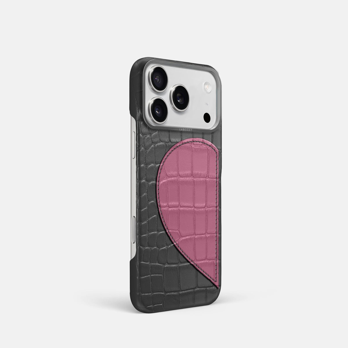 Classic Case With Half Heart - Left For iPhone 18 Pro In Alligator -2 | Grey-Steel