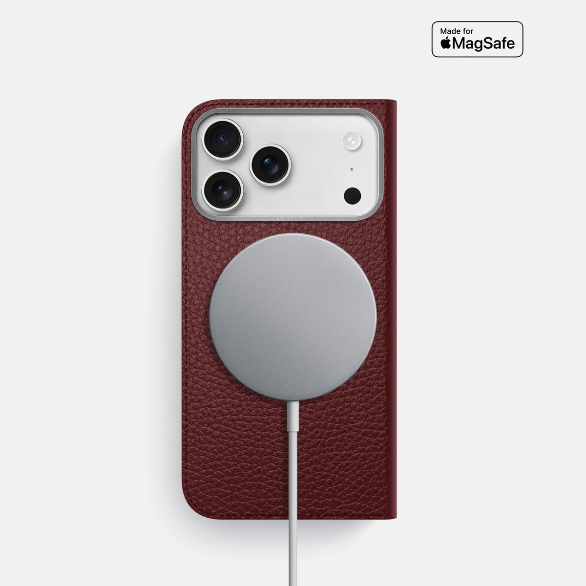 Folio Case For iPhone 18 Pro In Calf -3 | Bordeaux-Steel