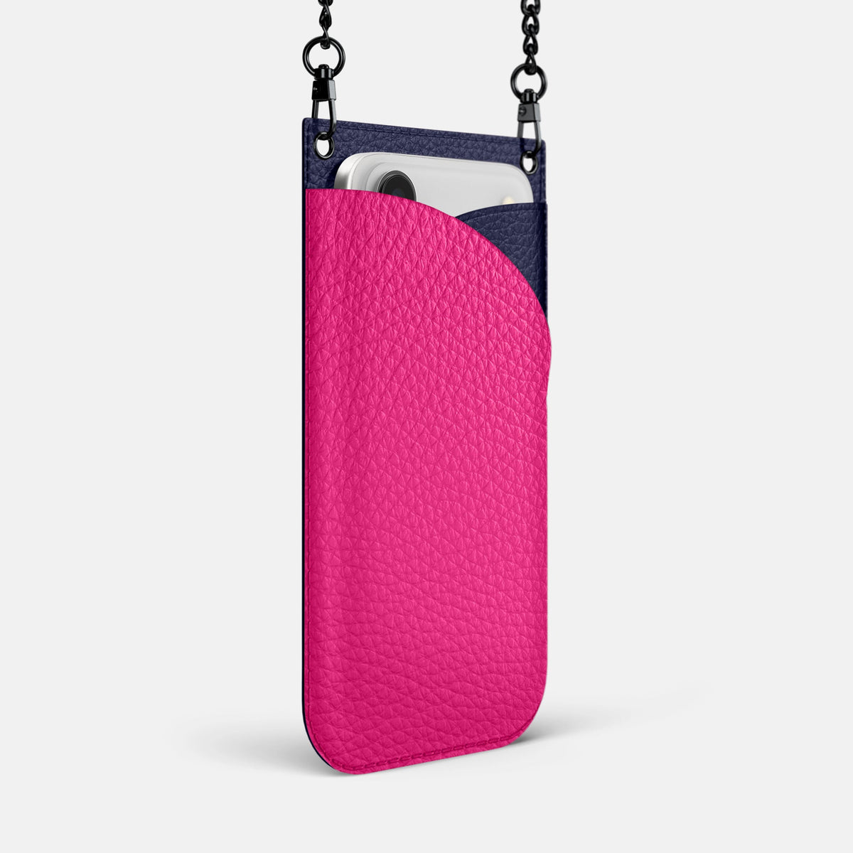 Crossbody Bag For iPhone 18 Pro Max In Calf -2 | Magenta-Black