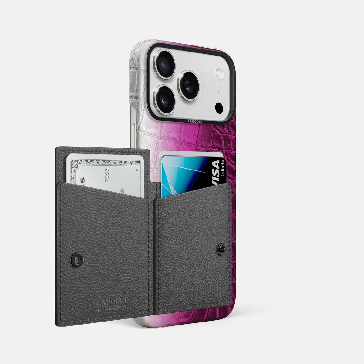 Bi-Fold Case For iPhone 17 Pro Max In Himalayan Crocodile -2 | Fuchsia-Black