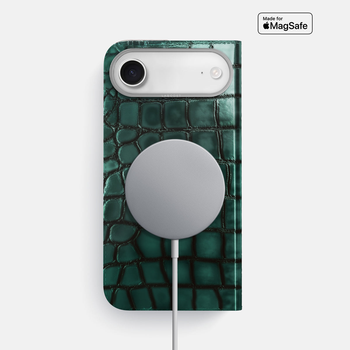 Folio Case For iPhone 17 Air In Patina Alligator -3 | Green-Steel