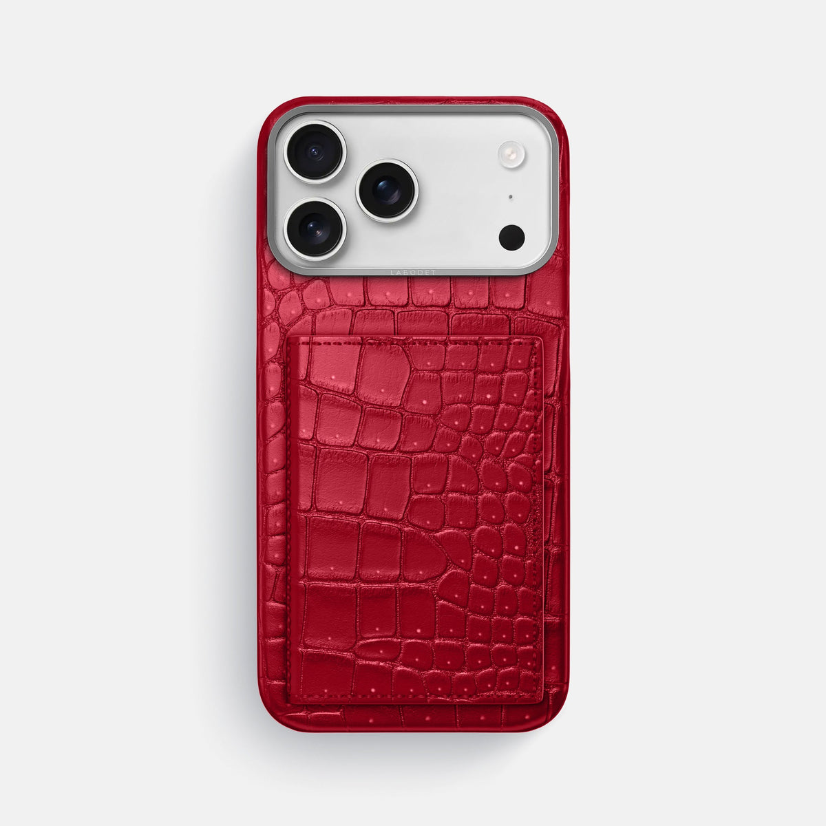 Bi-Fold Case For iPhone 18 Pro Max In Porosus Crocodile -1 | Burgundy-Steel