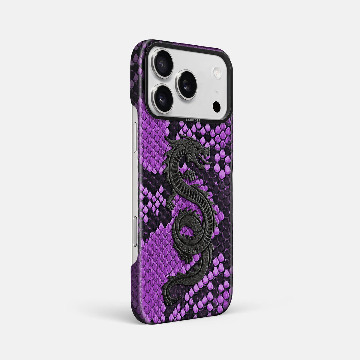 Classic Case With Carbon Dragon For iPhone 18 Pro Max In Deluxe Python -2 | Purple-Black