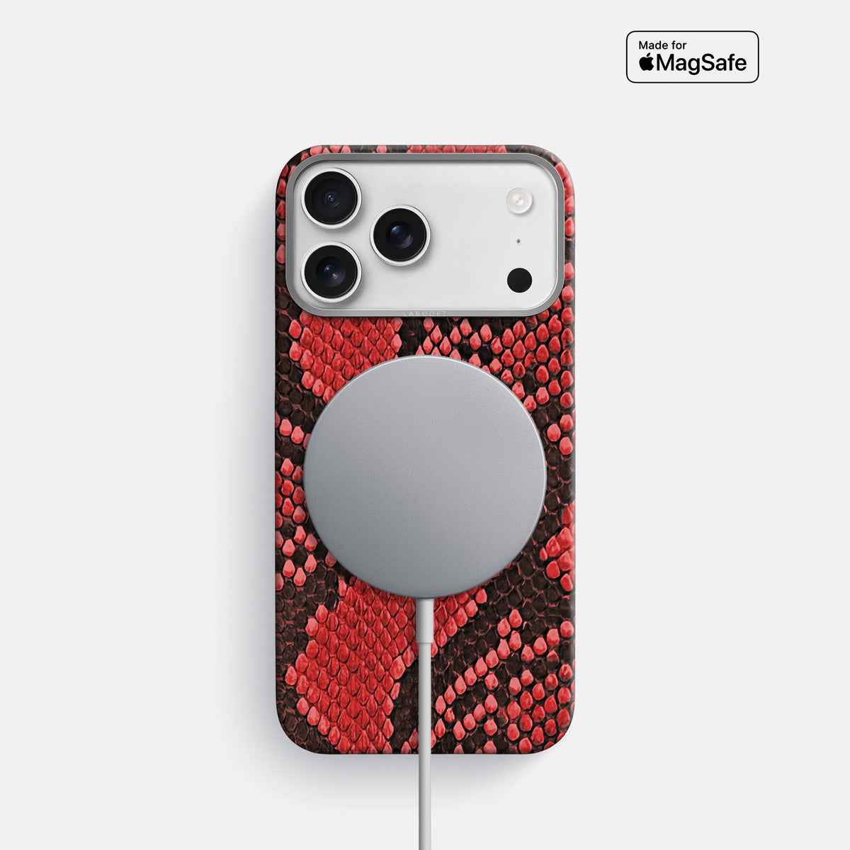 Classic Case For iPhone 18 Pro In Deluxe Python -5 | Red-Steel
