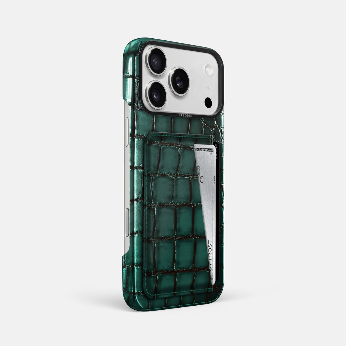 Double Card Case For iPhone 17 Pro Max In Patina Alligator -2 | Green-Black