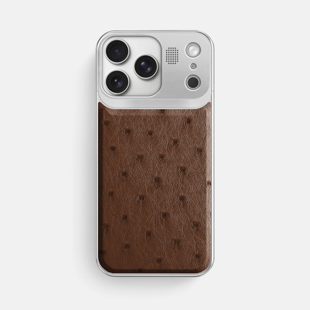 Metal Case For iPhone 17 Pro Max In Ostrich -1 | Chocolate-Steel