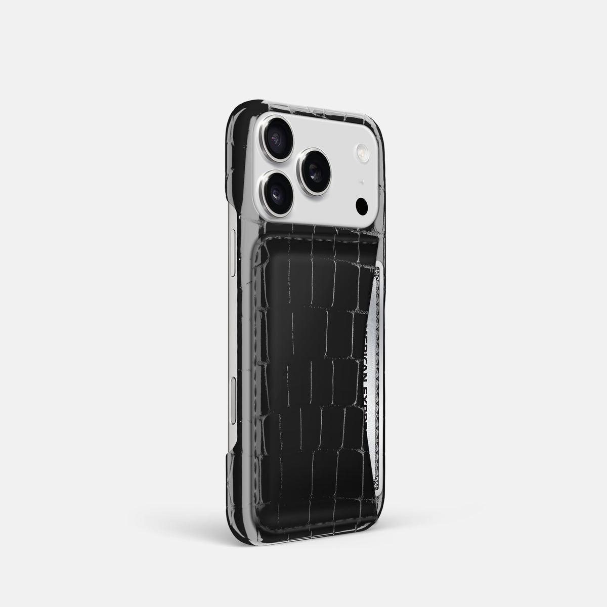 Slim Card Case For iPhone 17 Pro In Shiny Alligator -2 | Black