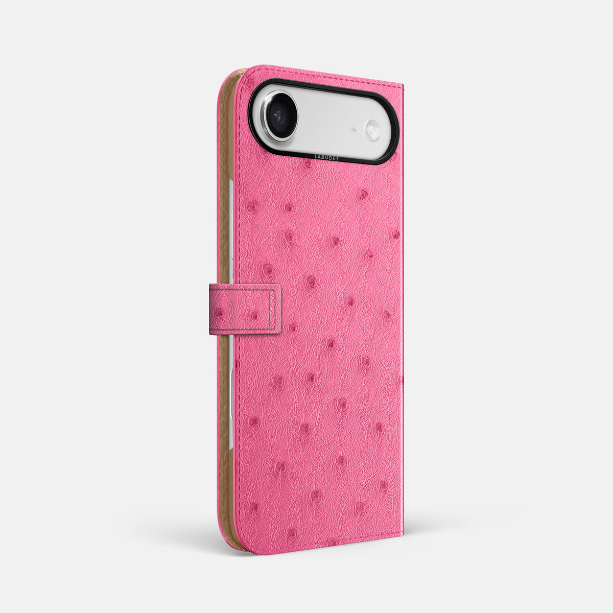 Folio Case with Clasp For iPhone 17 Air In Ostrich -1 | Pink-Black