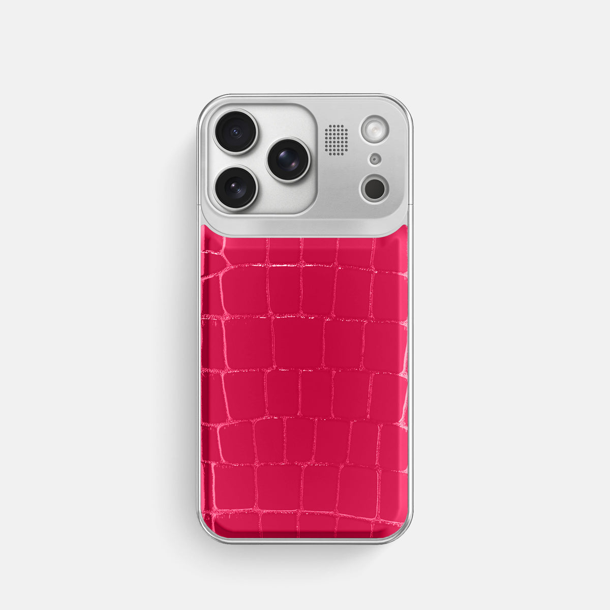 Metal Case For iPhone 17 Pro In Shiny Alligator -1 | Pink-Panther-Steel