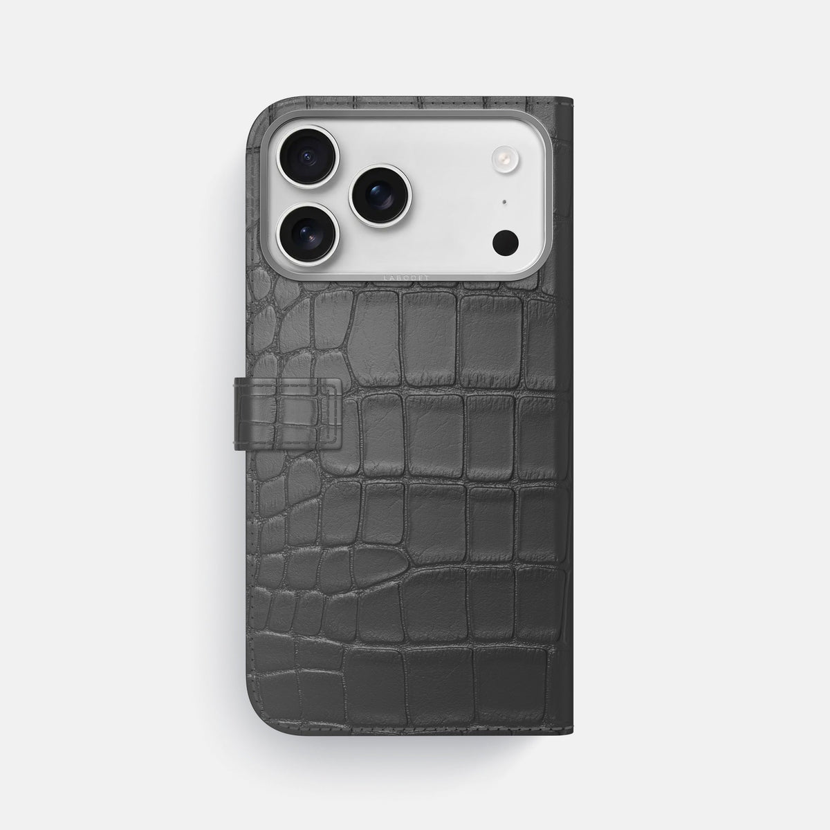 Folio Case with Clasp For iPhone 18 Pro Max In Alligator -3 | Grey-Steel