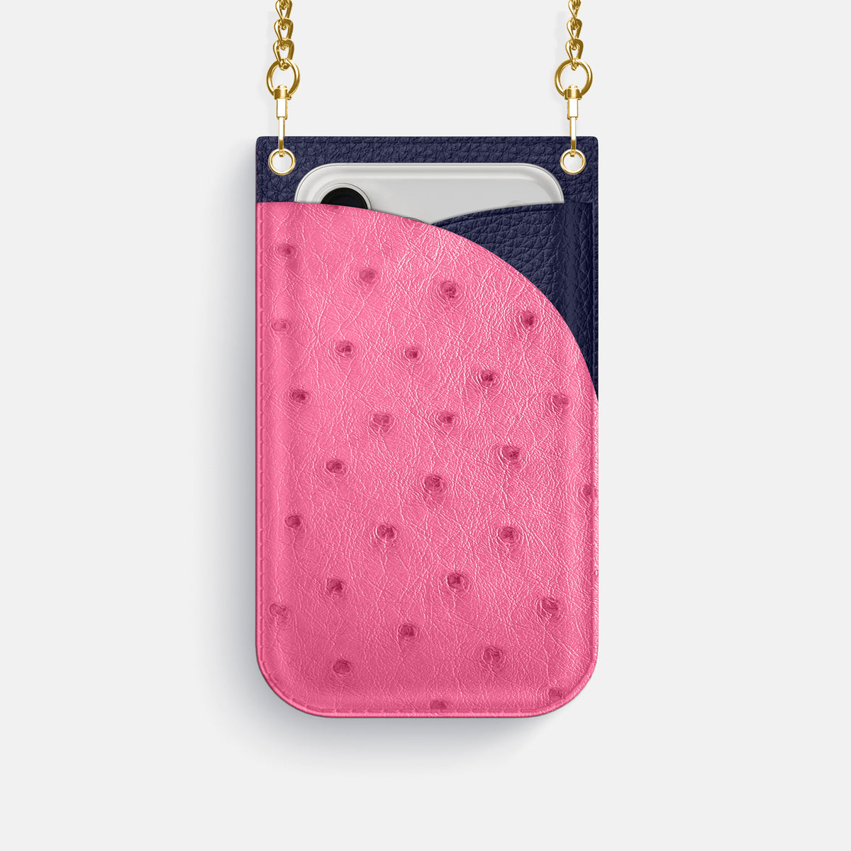 Crossbody Bag For iPhone 17 Pro In Ostrich -1 | Pink-Gold