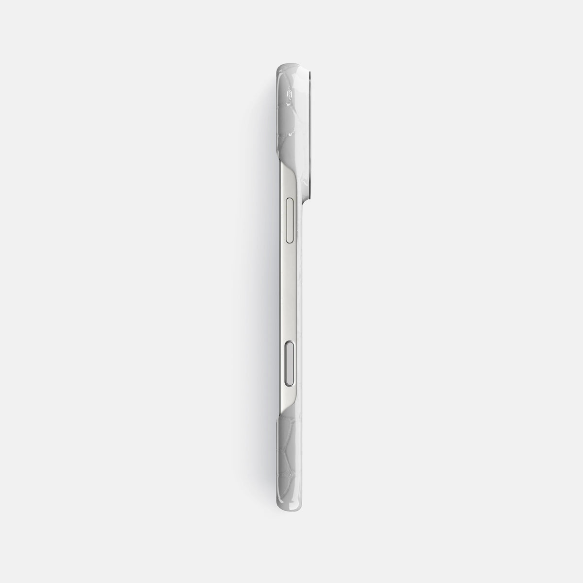Classic Case For iPhone 17 Pro Max In Shiny Alligator -3 | White-Steel
