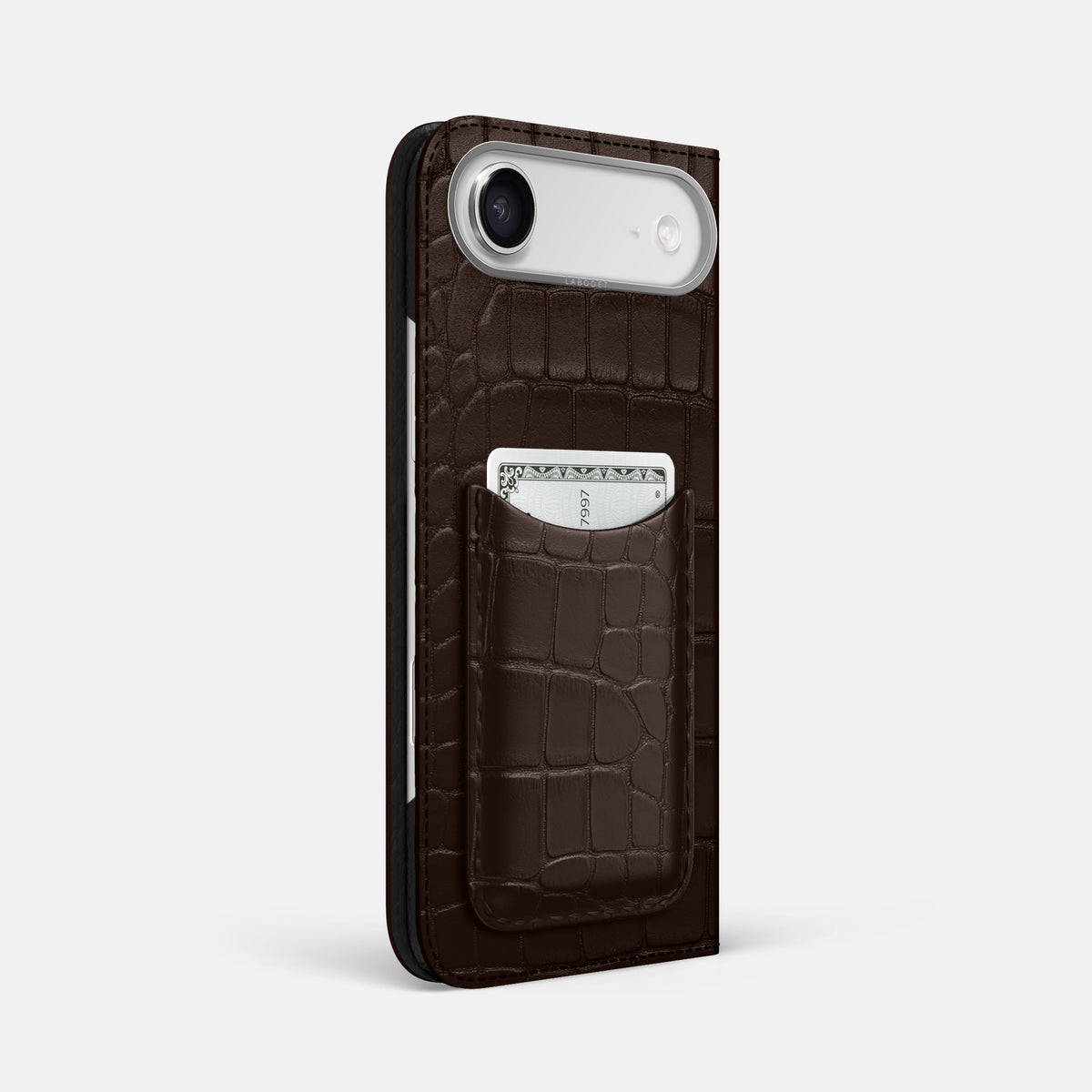 Folio Case with Card For iPhone 17 Air In Alligator -1 | Dark-Brown-Steel