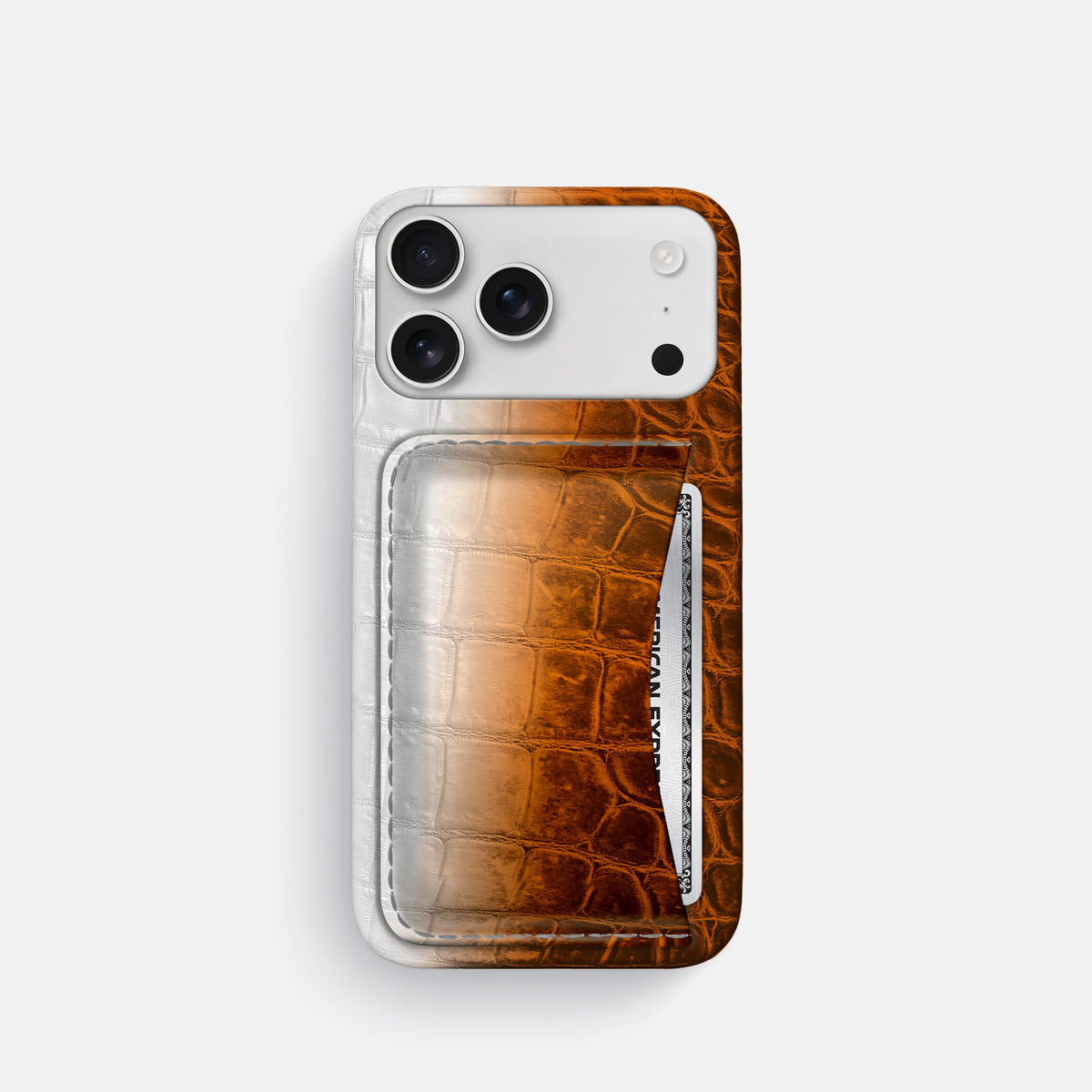 Slim Card Case For iPhone 18 Pro In Himalayan Crocodile -1 | Orange