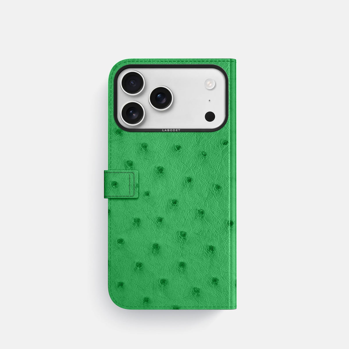 Folio Case with Clasp For iPhone 18 Pro In Ostrich -3 | Kentucky-Green-Black
