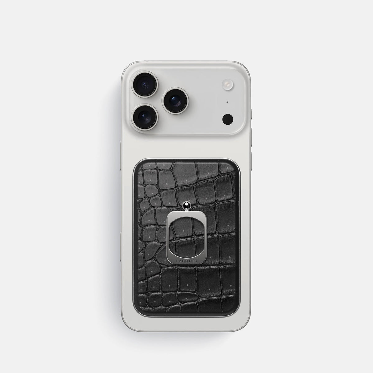 MagSafe Ring For iPhone 18 Pro In Porosus Crocodile -2 | Black-Steel