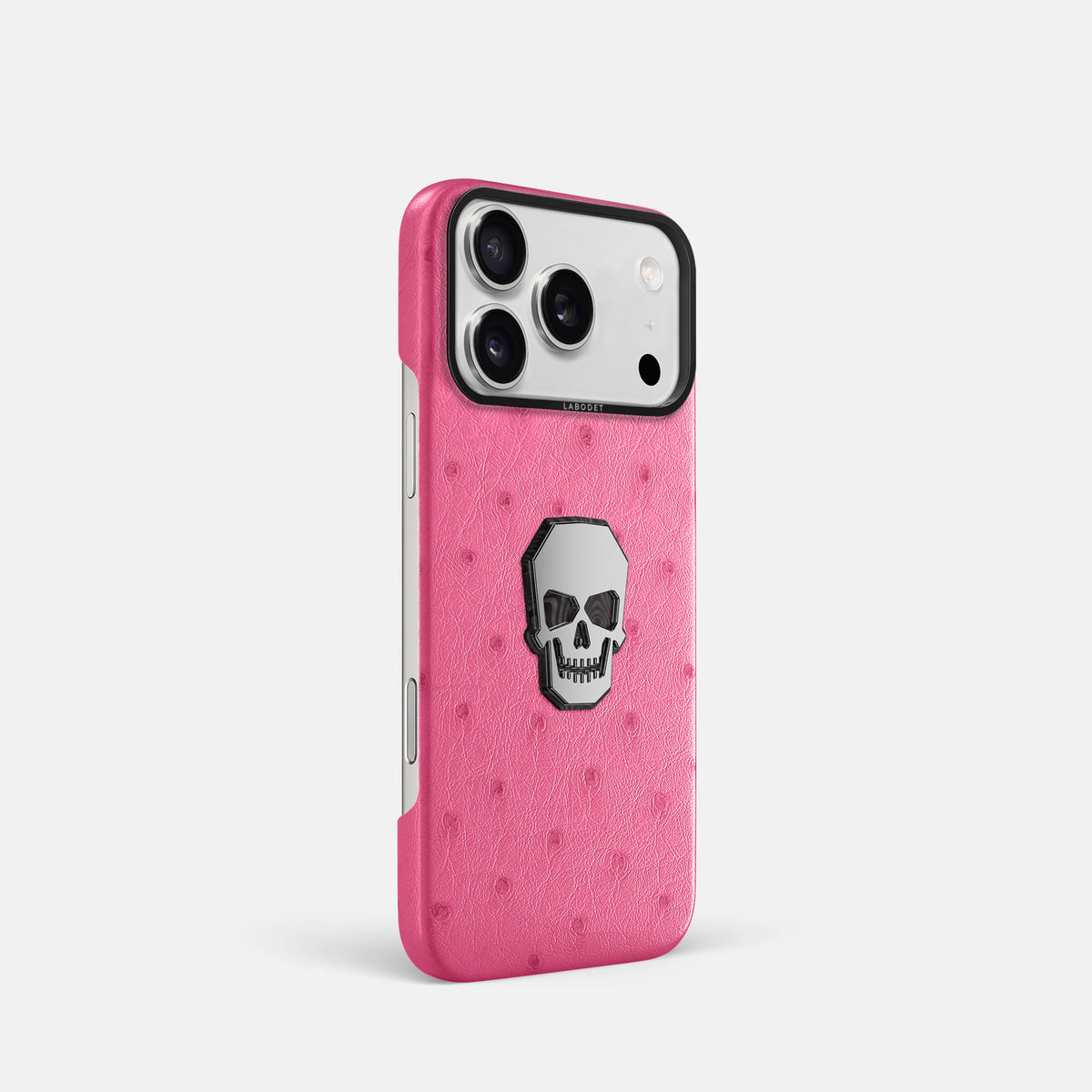 Classic Case With Titanium Skull For iPhone 17 Pro In Ostrich -2 | Pink-Black
