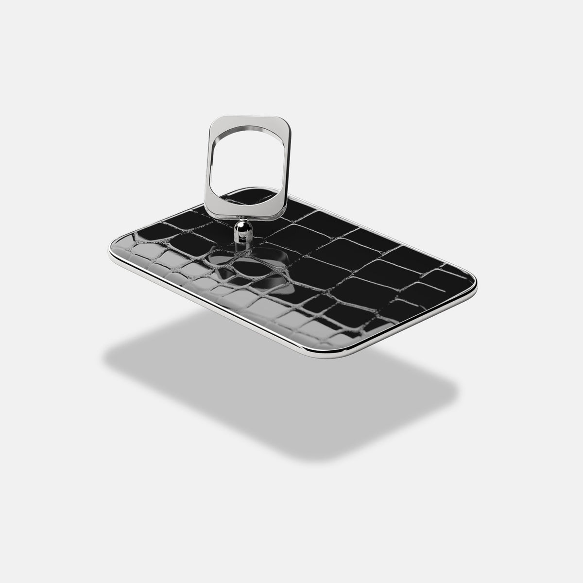 MagSafe Ring For iPhone 18 Pro In Shiny Alligator -4 | Black-Steel