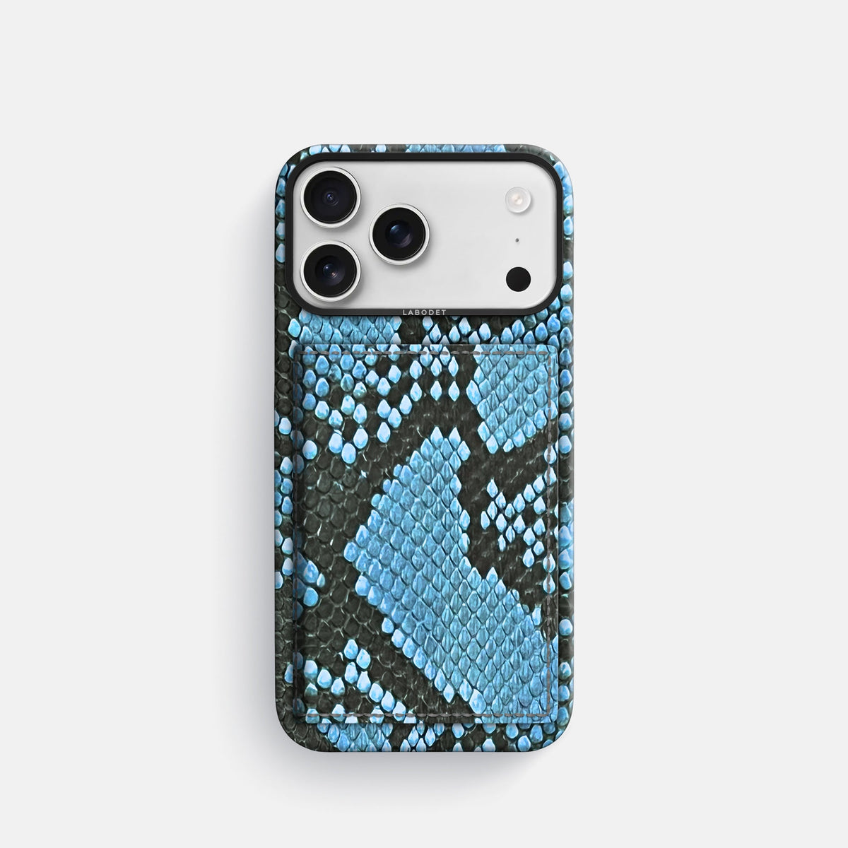 Bi-Fold Case For iPhone 18 Pro In Deluxe Python -1 | Pacific-Blue-Black