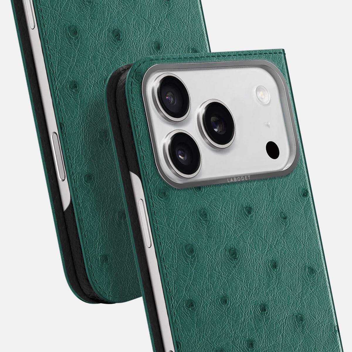 Folio Case For iPhone 18 Pro In Ostrich -5 | Forest-Green-Steel