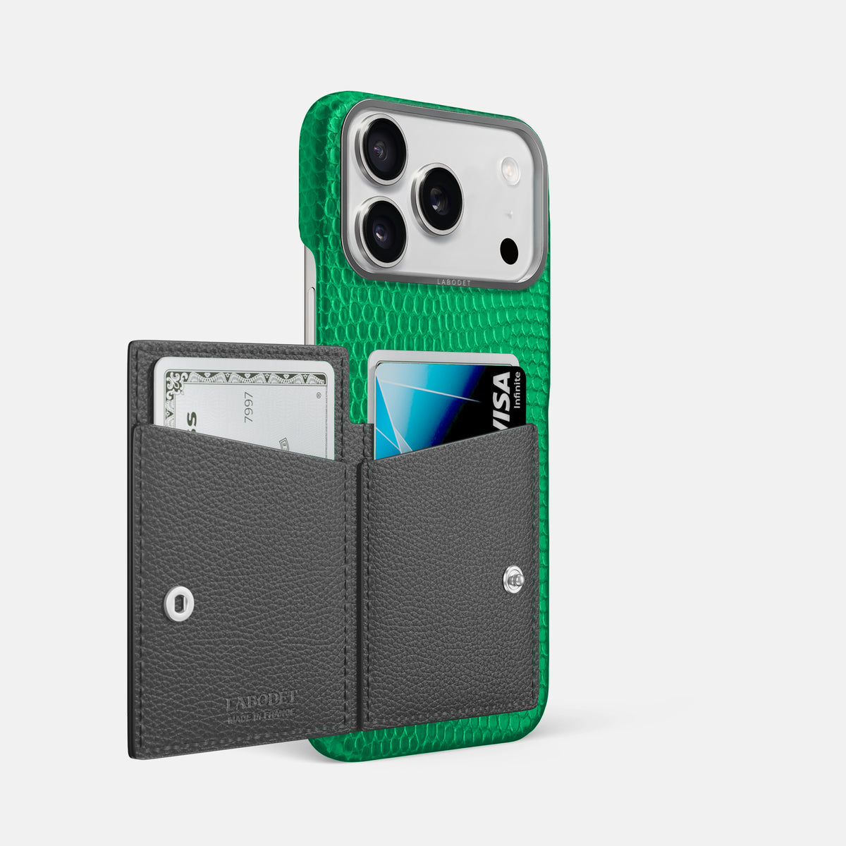 Bi-Fold Case For iPhone 17 Pro Max In Lizard -2 | Apple-Green-Steel