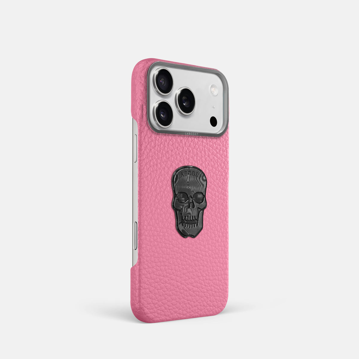 Classic Case With Carbon Skull For iPhone 17 Pro In Calf -2 | Pink-Steel