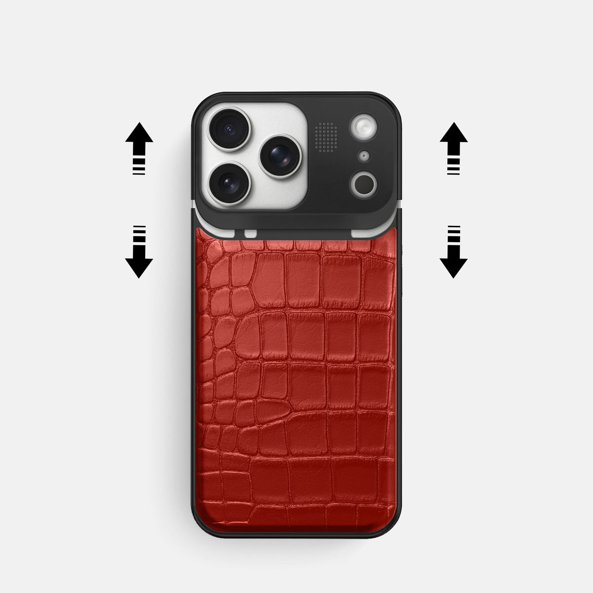 Metal Case For iPhone 18 Pro In Alligator -2 | Red-Black