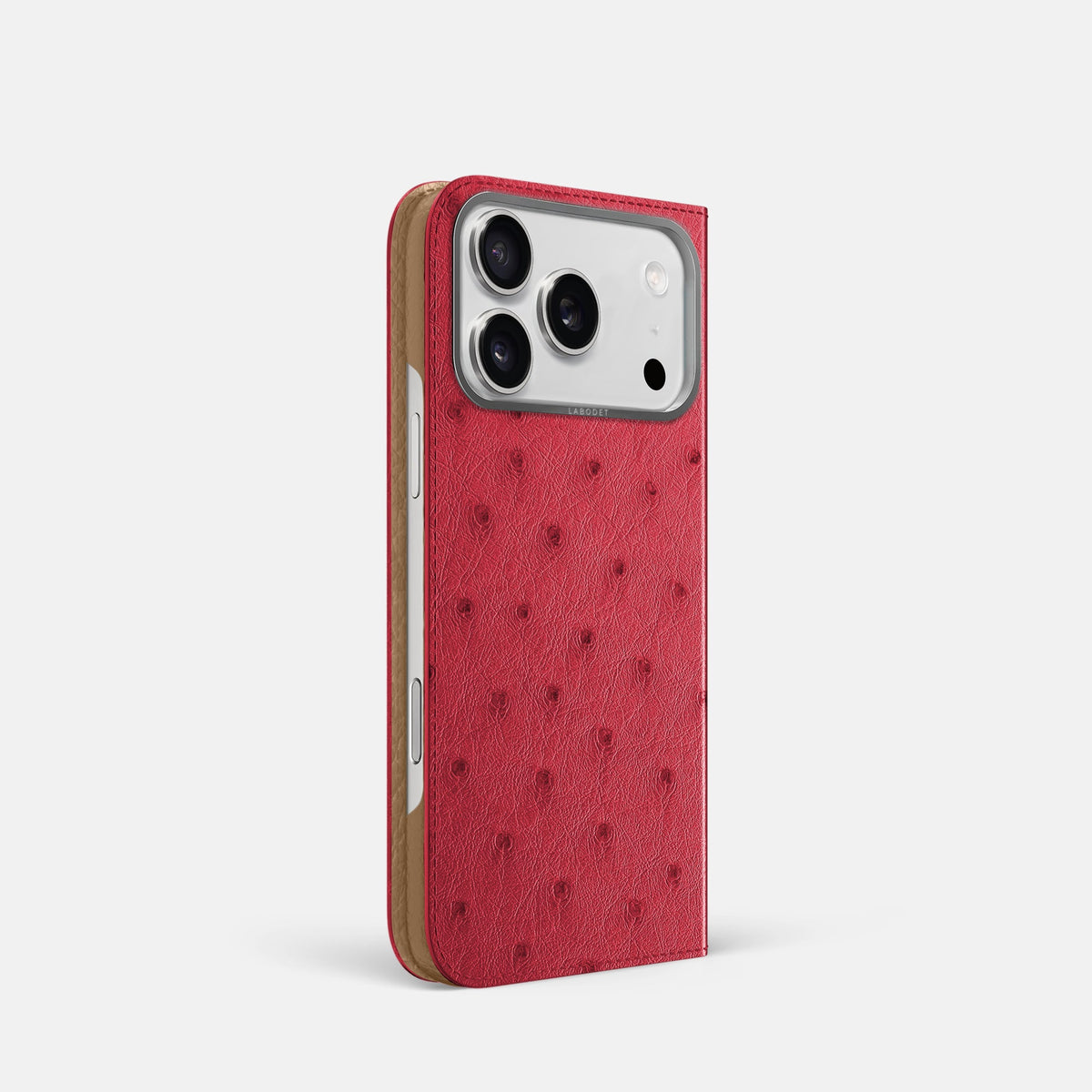 Folio Case For iPhone 18 Pro In Ostrich -1 | Red-Steel