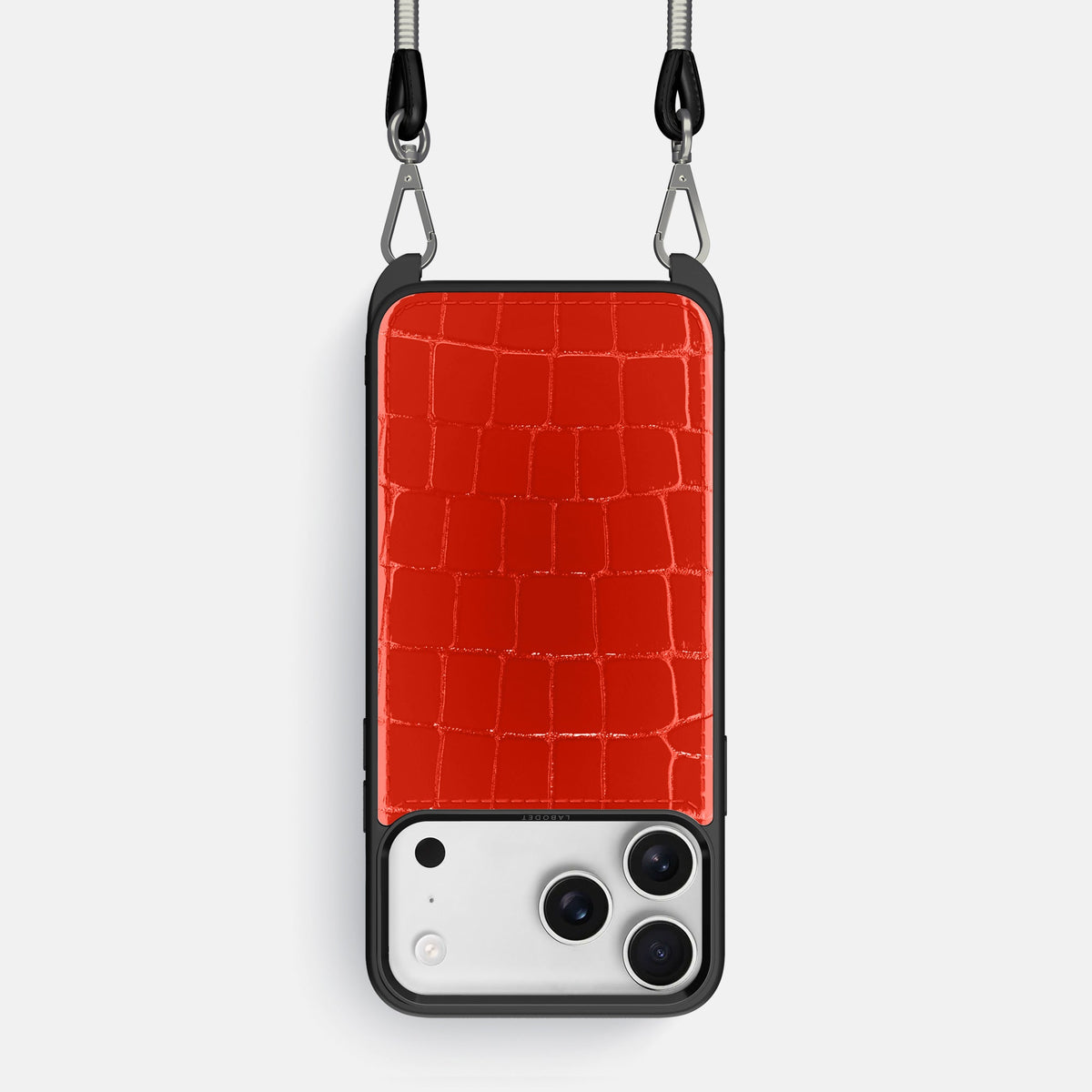 Crossbody Sport Case For iPhone 18 Pro In Shiny Alligator -1 | Coral-Orange