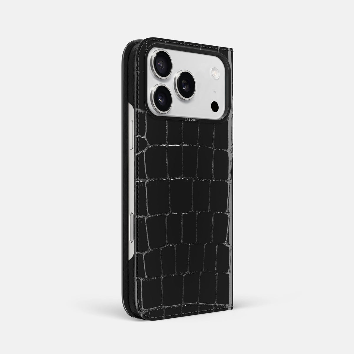 Folio Case For iPhone 18 Pro Max In Shiny Alligator -1 | Black-Black