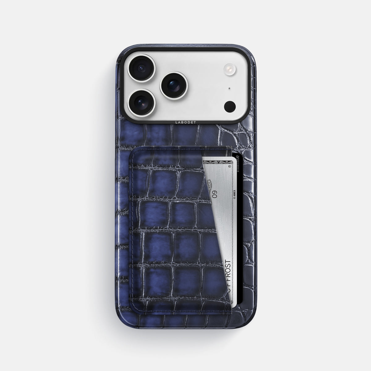 Double Card Case For iPhone 17 Pro Max In Patina Alligator -1 | Havana-Blue-Black