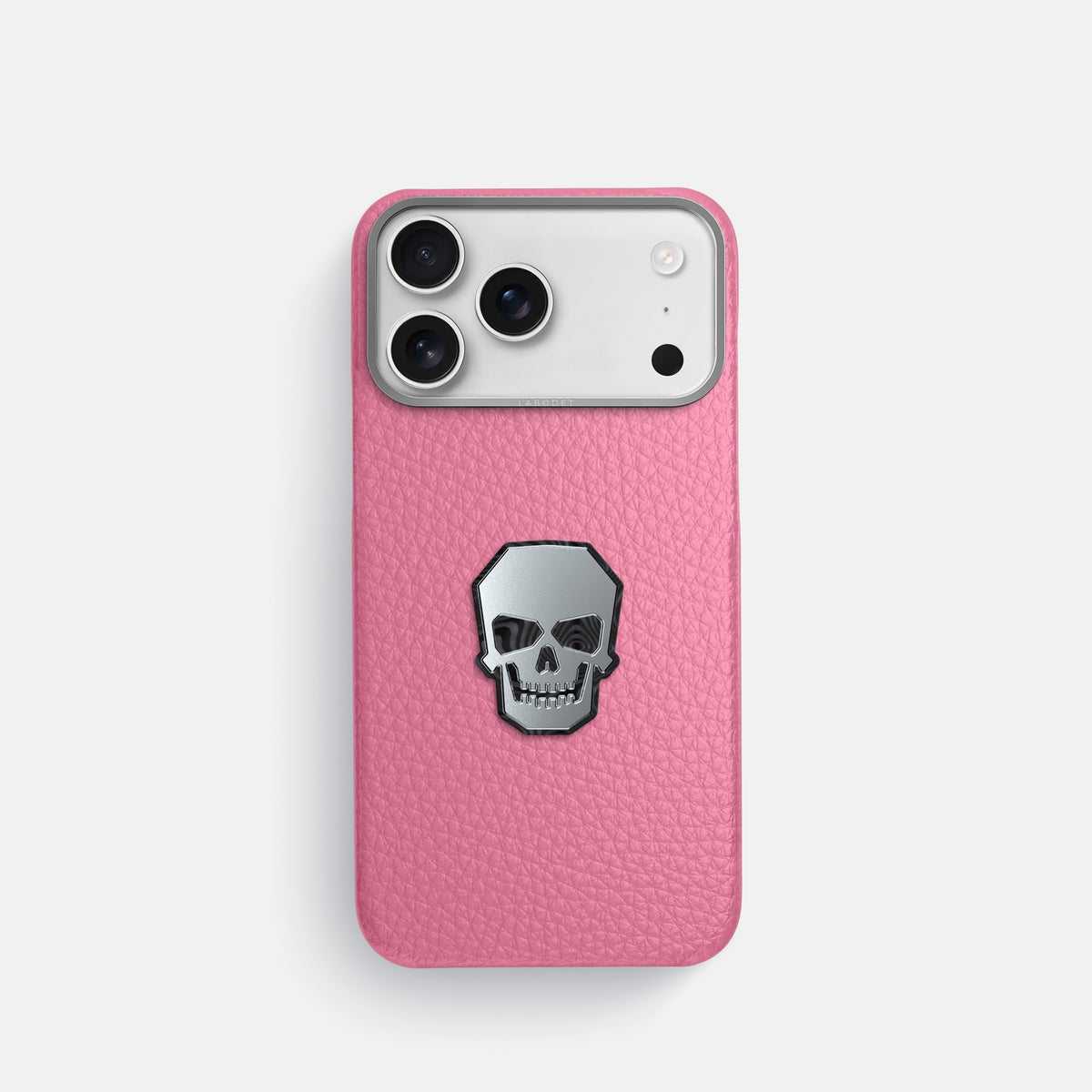Classic Case With Titanium Skull For iPhone 17 Pro In Calf -1 | Pink-Steel