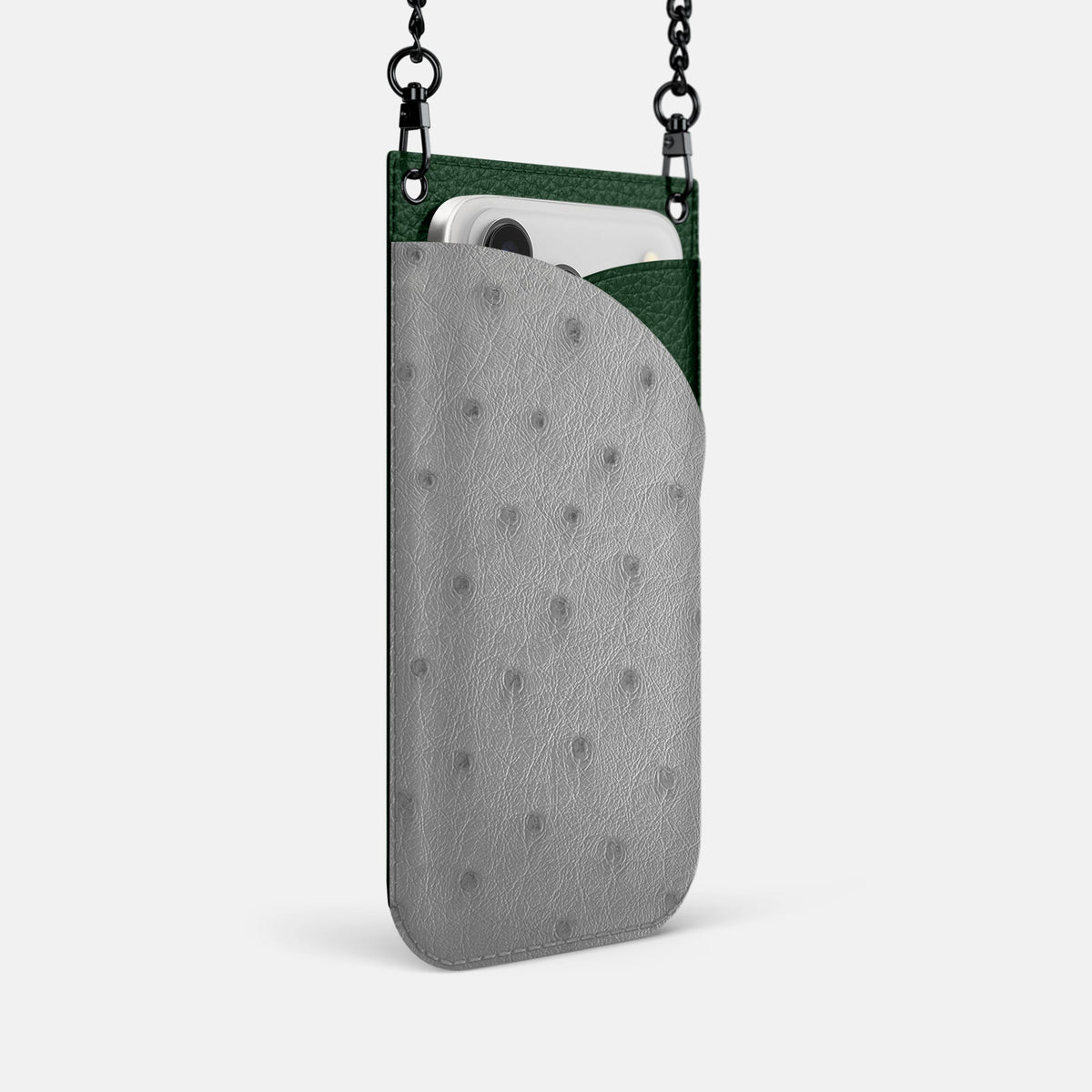Crossbody Bag For iPhone 18 Pro In Ostrich -2 | Silver-Black