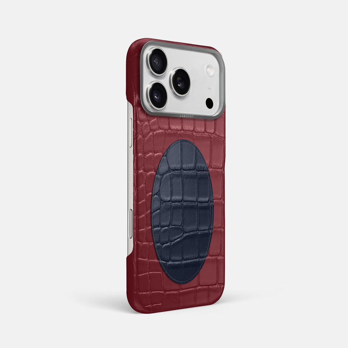 Classic Case With Oval For iPhone 17 Pro Max In Alligator -2 | Burgundy-Steel