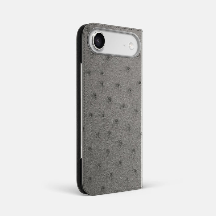 Folio Case For iPhone 17 Air In Ostrich -1 | Grey-Steel