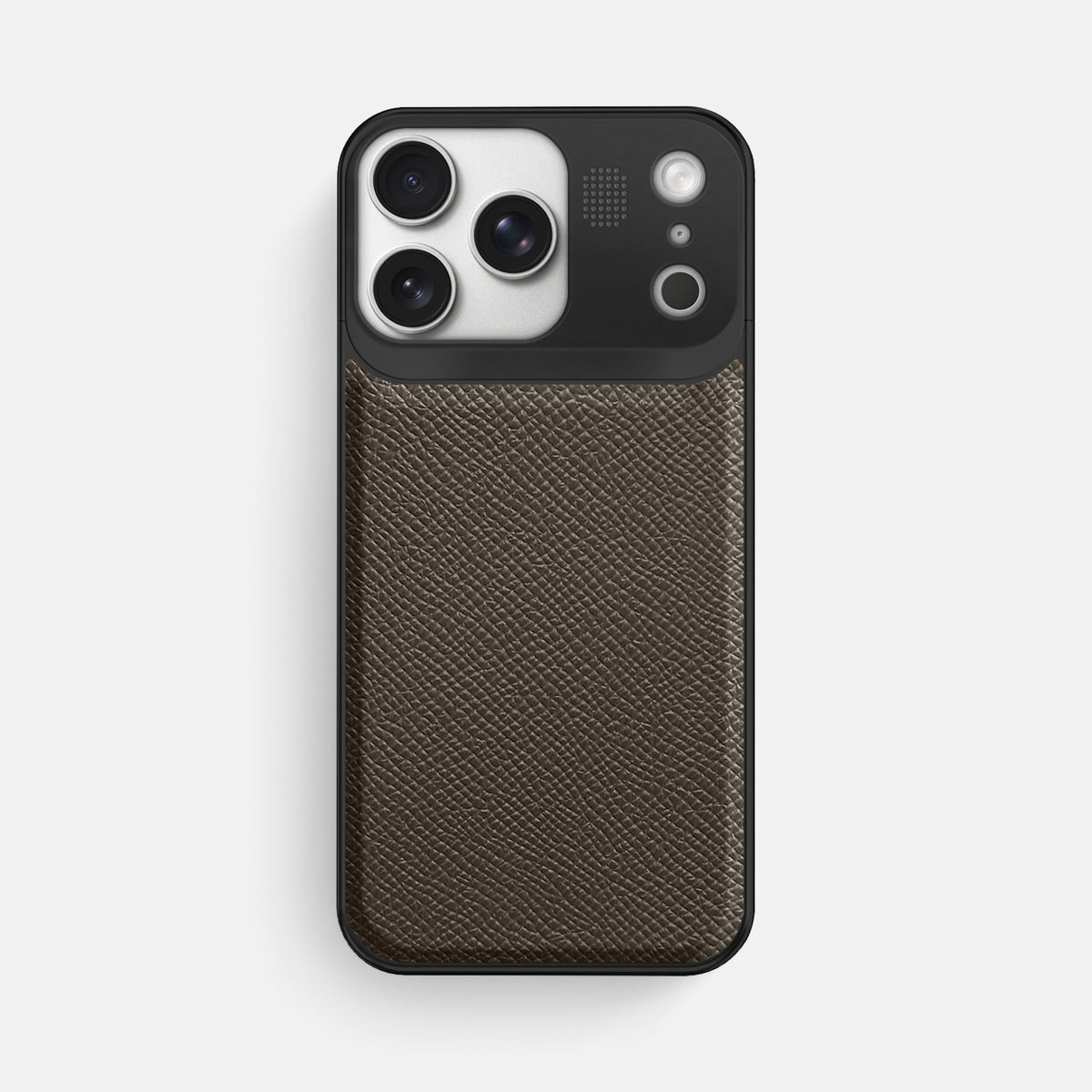 Metal Case For iPhone 17 Pro Max In Epsom-Style Calf -1 | Taupe-Black