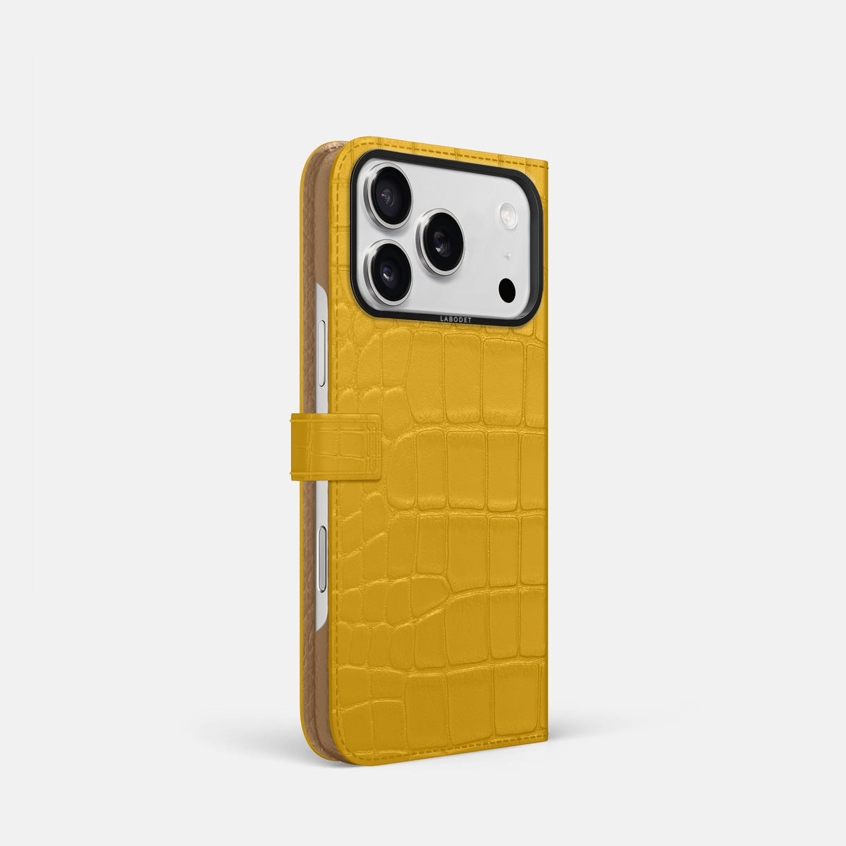 Folio Case with Clasp For iPhone 18 Pro In Alligator -1 | Yellow-Black