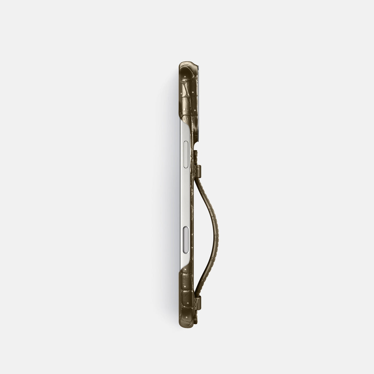 Center Handle For iPhone 18 Pro In Porosus Crocodile -2 | Bronze-Steel