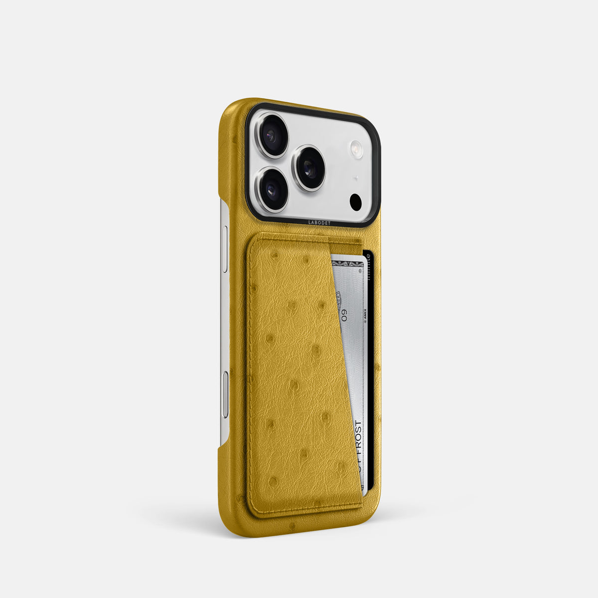 Double Card Case For iPhone 17 Pro In Ostrich -2 | Gold-Black