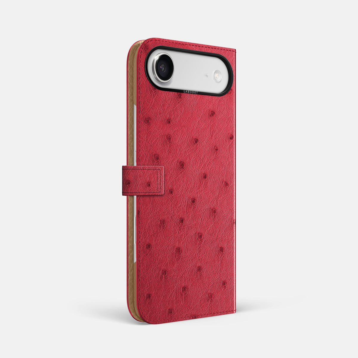 Folio Case with Clasp For iPhone 17 Air In Ostrich -1 | Red-Black