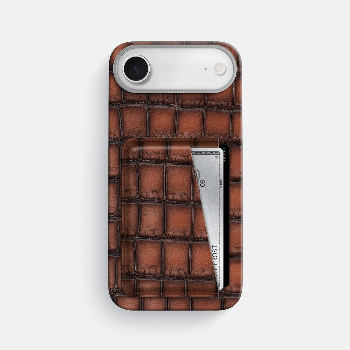 Double Card Case For iPhone 17 Air In Patina Alligator -1 | Baobab-Steel
