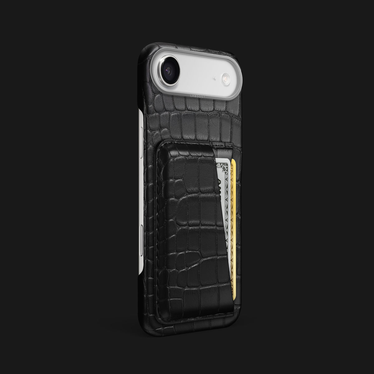 Double Card Case Edition Black For iPhone 17 Air In Alligator -2 | Edition-Black-Steel