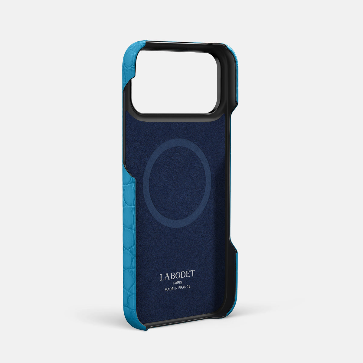 Classic Case With Half Heart - Right For iPhone 17 Pro Max In Alligator -3 | Curaçao-Blue-Black
