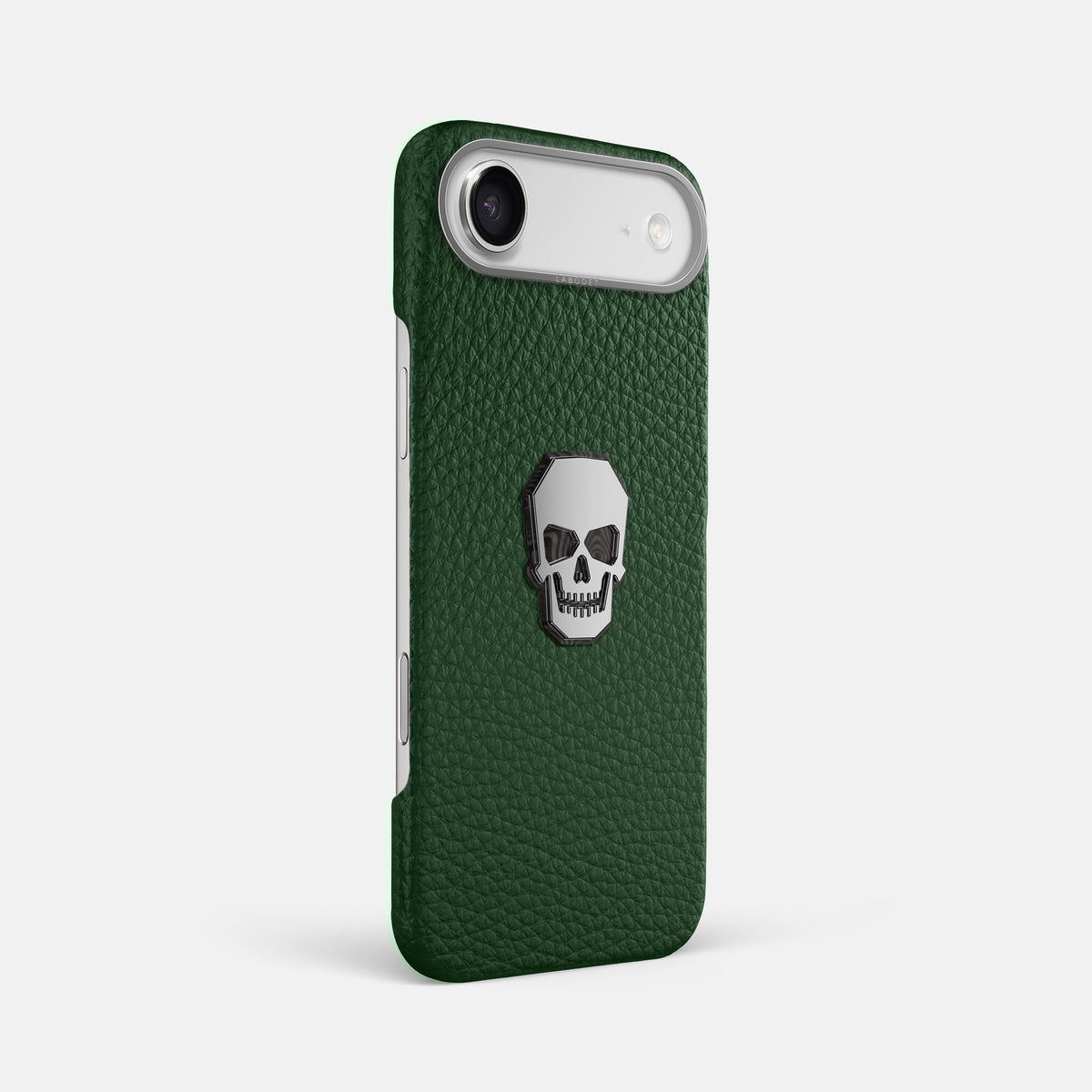 Classic Case With Titanium Skull For iPhone 17 Air In Calf -2 | Dark-Green-Steel