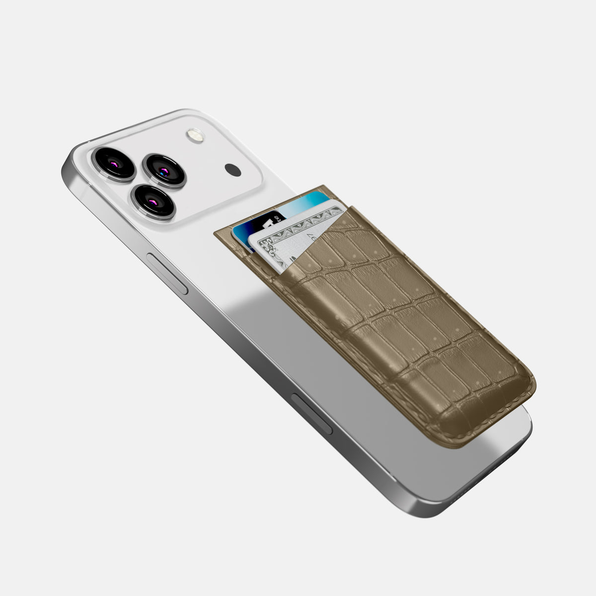 MagSafe Wallet For iPhone 17 Pro In Porosus Crocodile -4 | Kaki-Green
