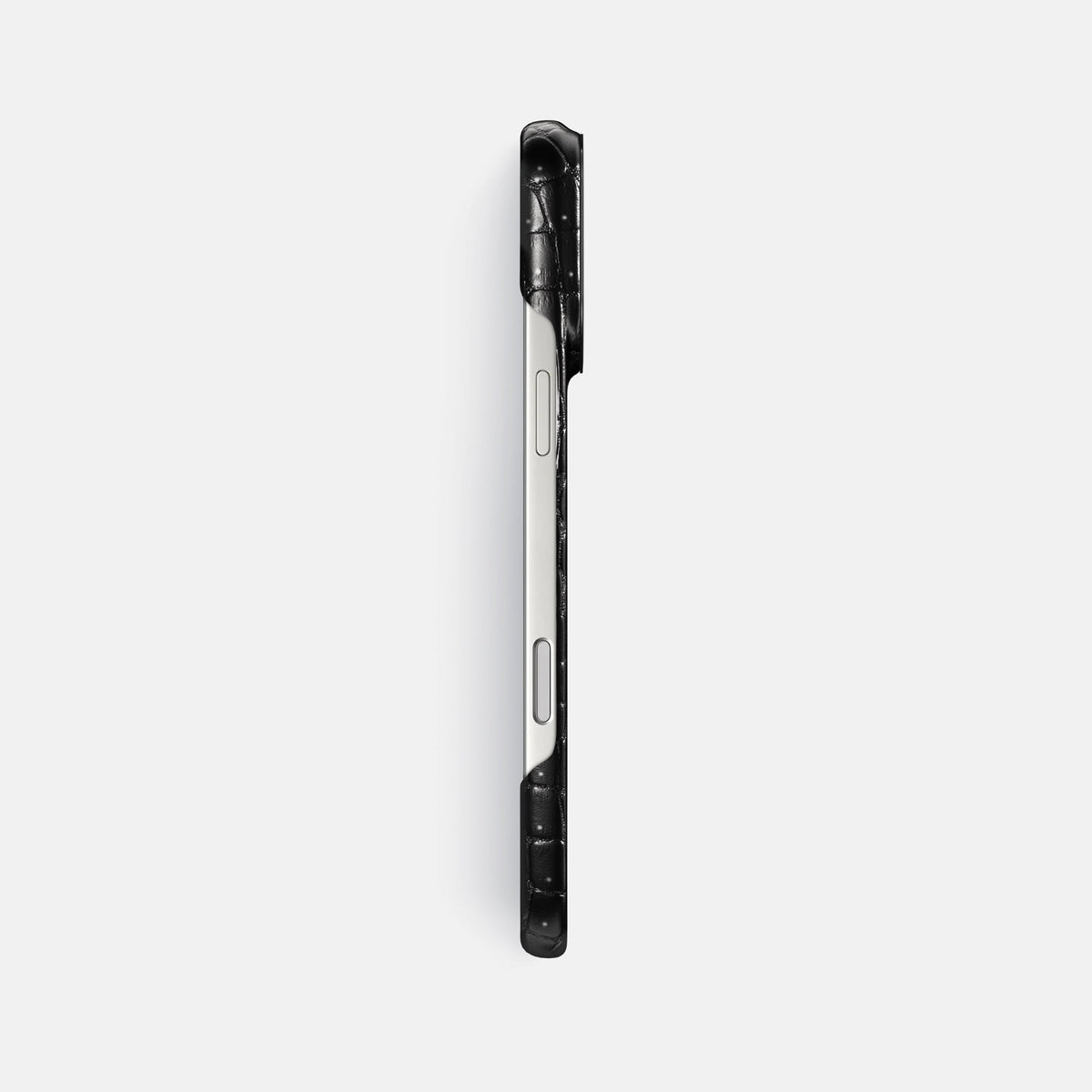Classic Case For iPhone 18 Pro Max In Porosus Crocodile -3 | Shiny-Black-Black