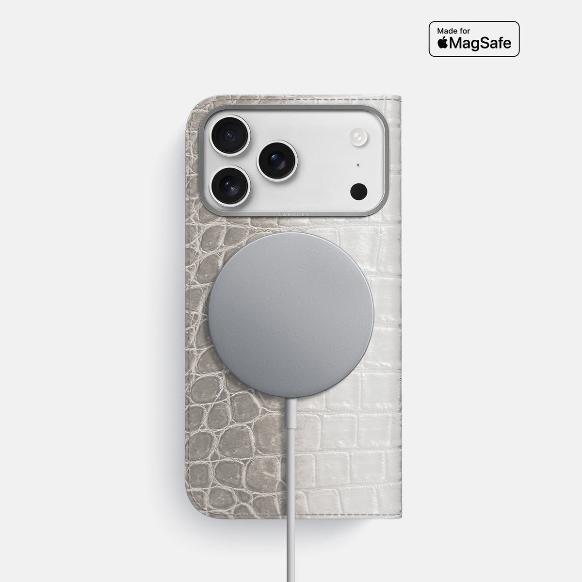 Folio Case For iPhone 17 Pro In Himalayan Crocodile -3 | Grey-Steel